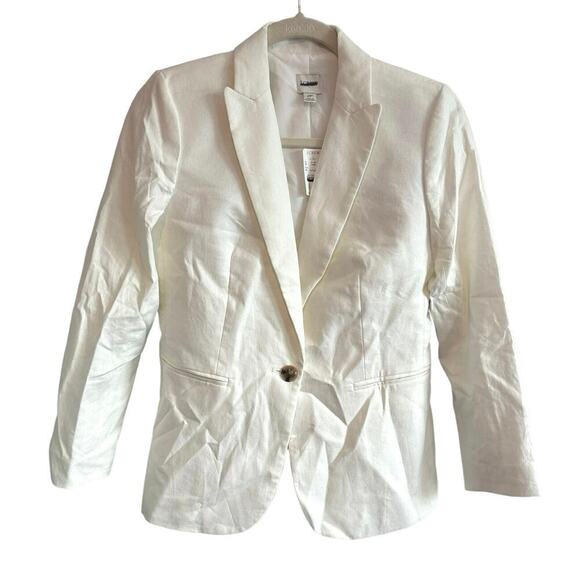 NWT J.Crew Linen Blend Holland Blazer In White Size 2 Petite - Picture 3 of 7